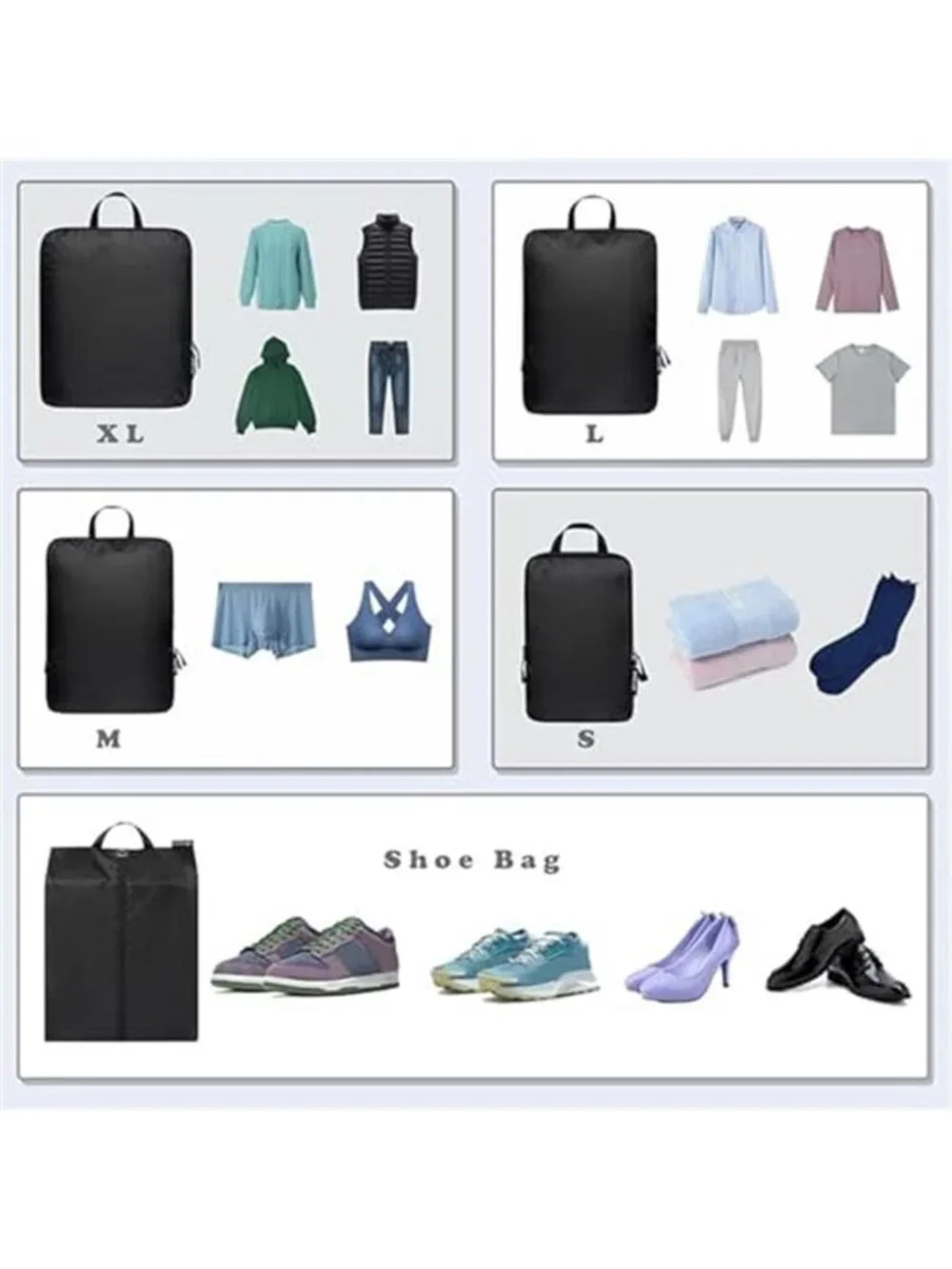 Compression Packing Cubes Travel Organizer Set Luggage Suitcase Storage Bags